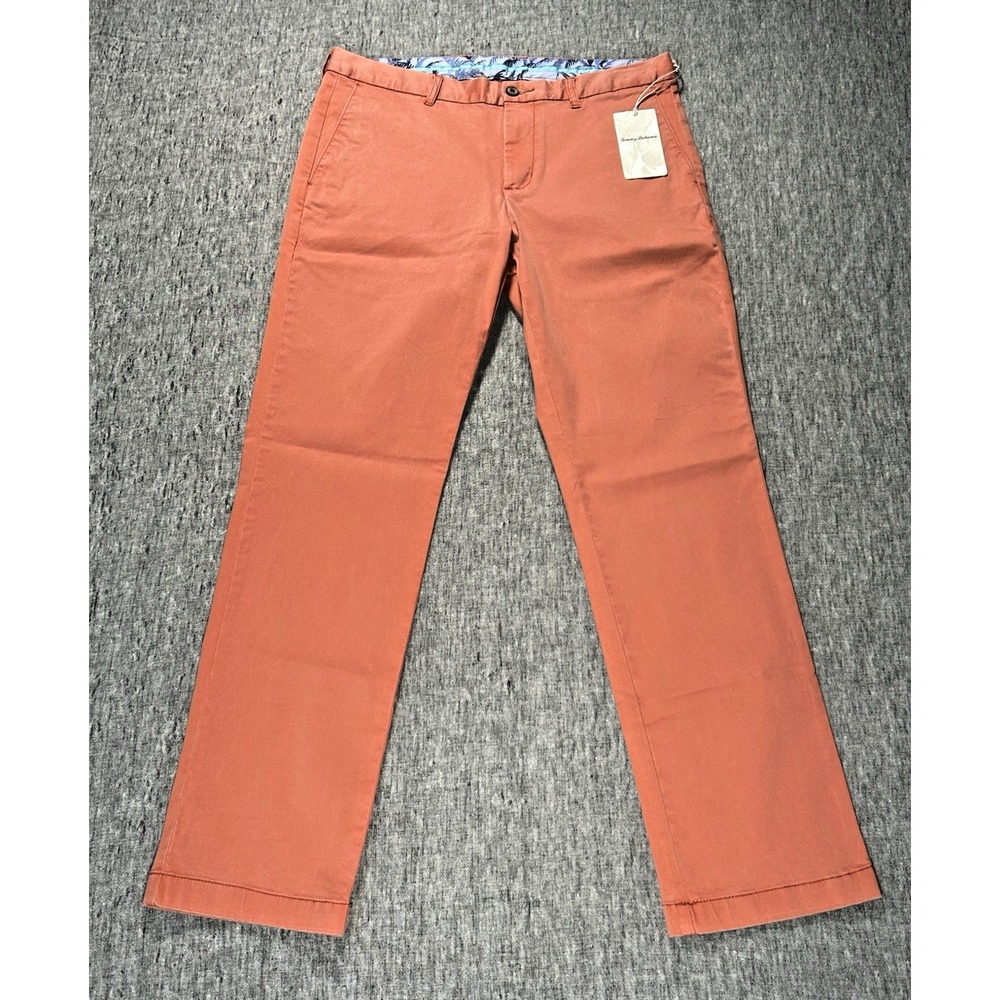 Tommy Bahama Boracay Pants Mens 34 x 32 Pink Chino Trousers Rear Button Pockets